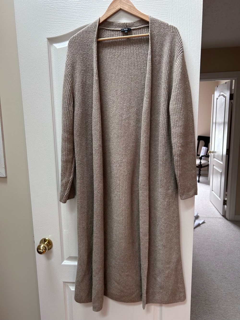KNIX Long Open-Front Womens Cardigan Sweater - Taupe